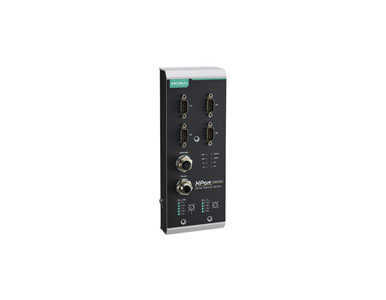 NPort 5450AI-M12 - 4-port 3 in 1 Device Server w/ M12 Connector (Ethernet, power input), -25 to 55  Degree C by MOXA